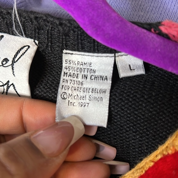 🚨RARE VINTAGE FIND! ✨Michael Simon Vintage 90s Cardigan✨ Multicolor Sz L 🚨 - Picture 5 of 7